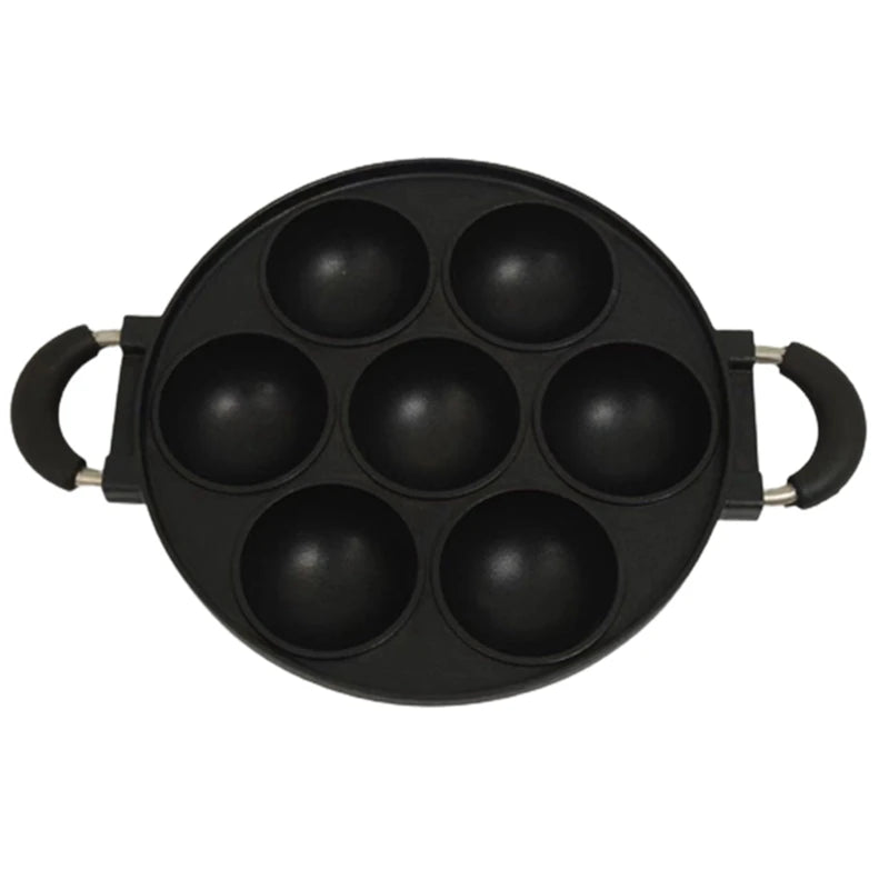 7-Hole Cast Iron Egg Cake Pan Nonstick Breakfast Mold