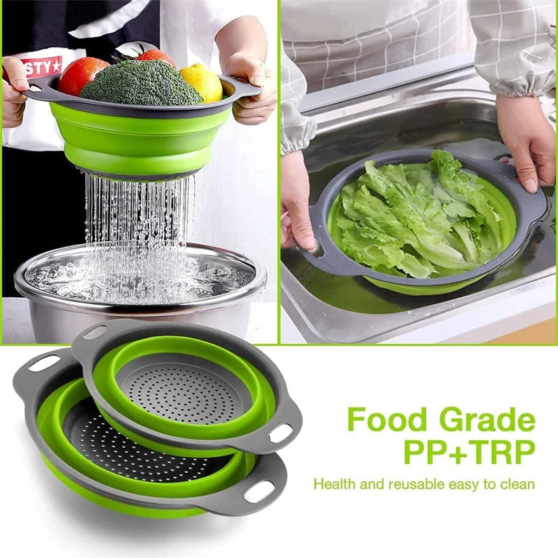 2Pcs Silicone Folding Strainer Basket