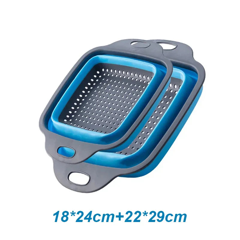 2Pcs Silicone Folding Strainer Basket