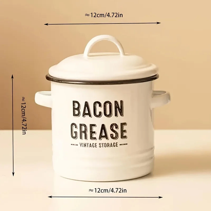 Grease Container w/ Strainer – Reusable Enamel Oil Pot