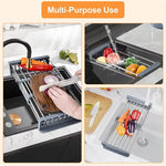 Load image into Gallery viewer, Folding Stainless Steel Sink Rack for Dishes &amp; Draining
