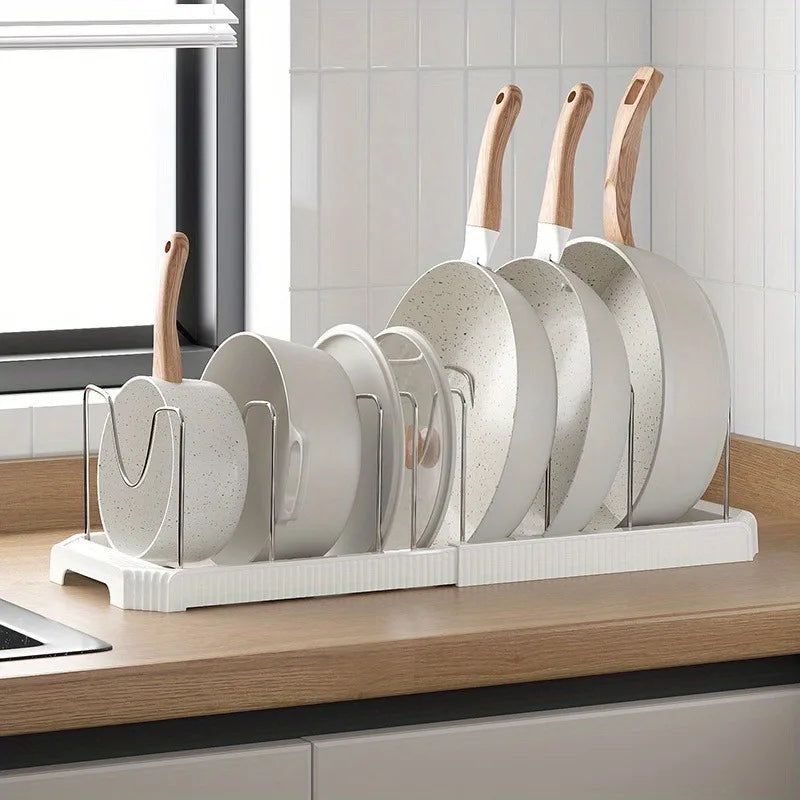 Expandable Pot & Pan Organizer Rack for Kitchen & Cabinet