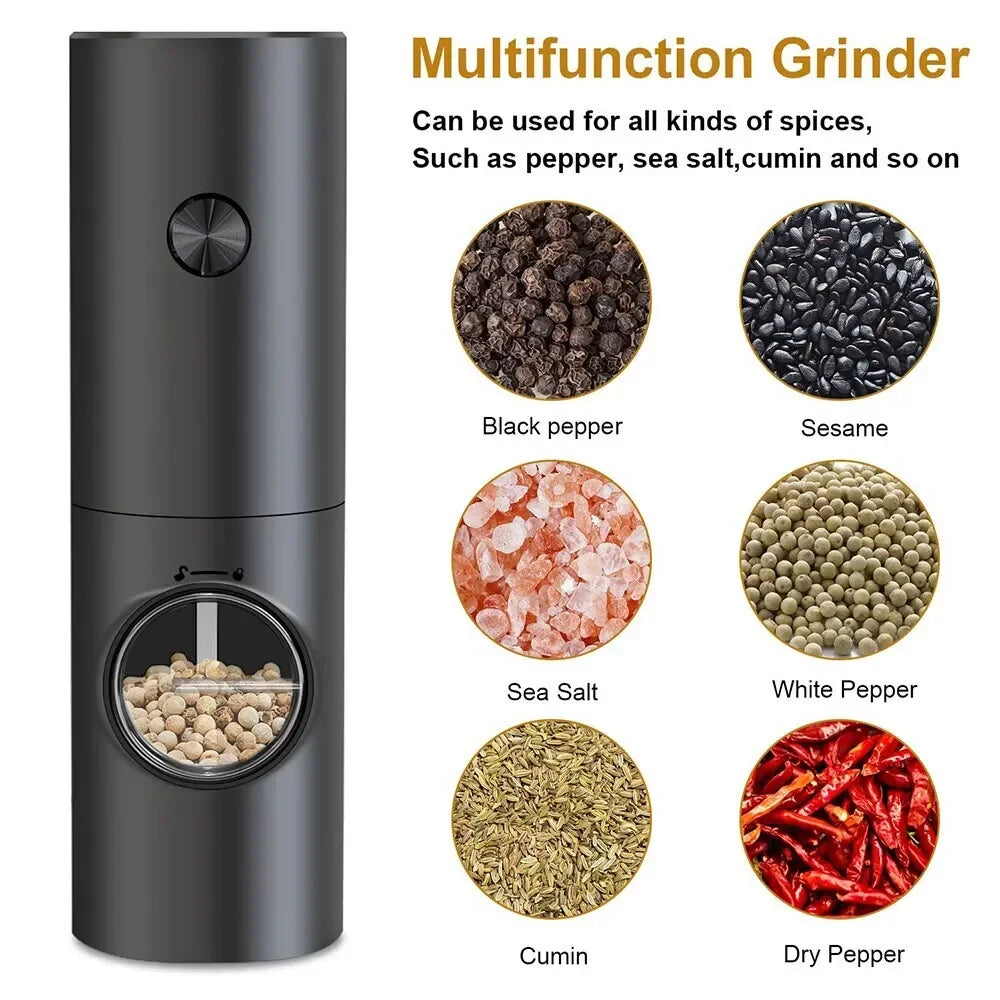 2Pcs Electric Salt & Pepper Grinder – Adjustable, Refillable