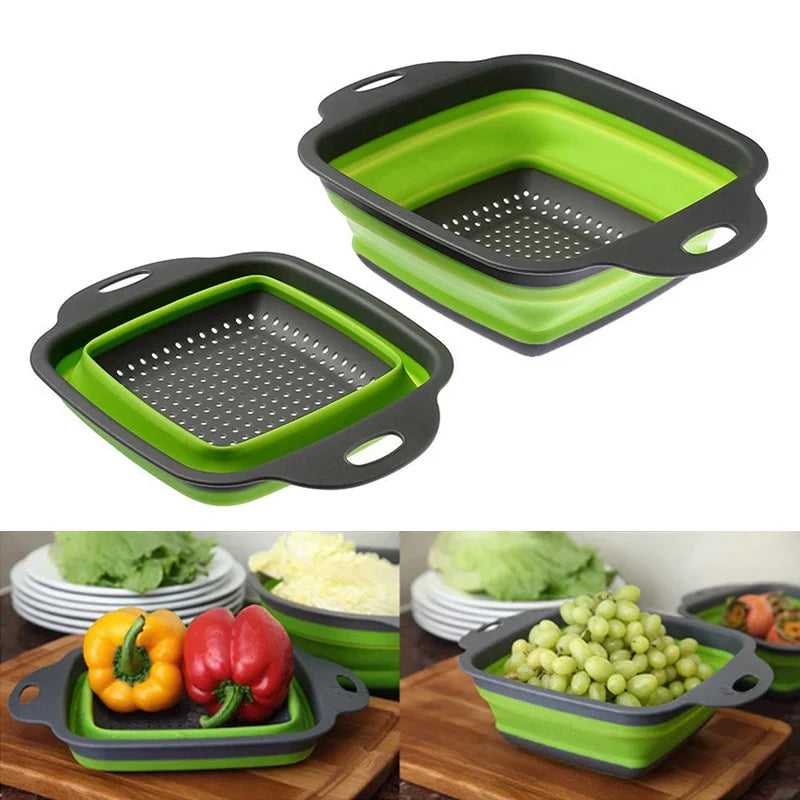 2Pcs Silicone Folding Strainer Basket