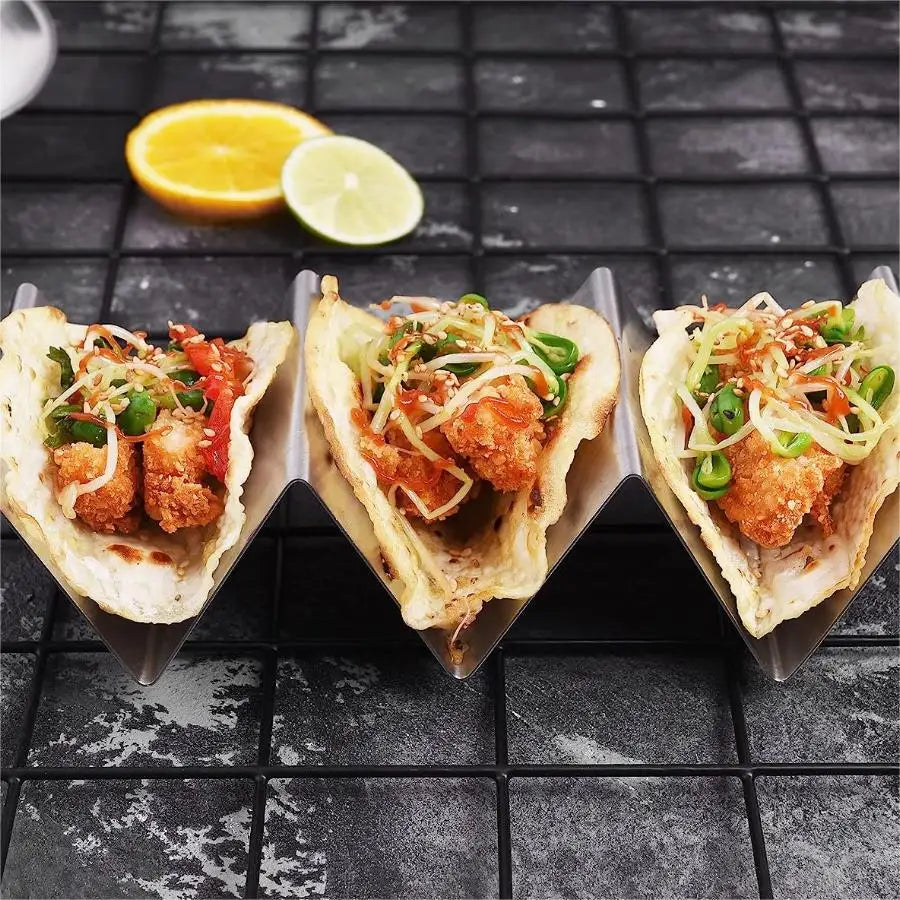 4-Pack Stainless Steel Taco Holders – Oven & Grill Safe