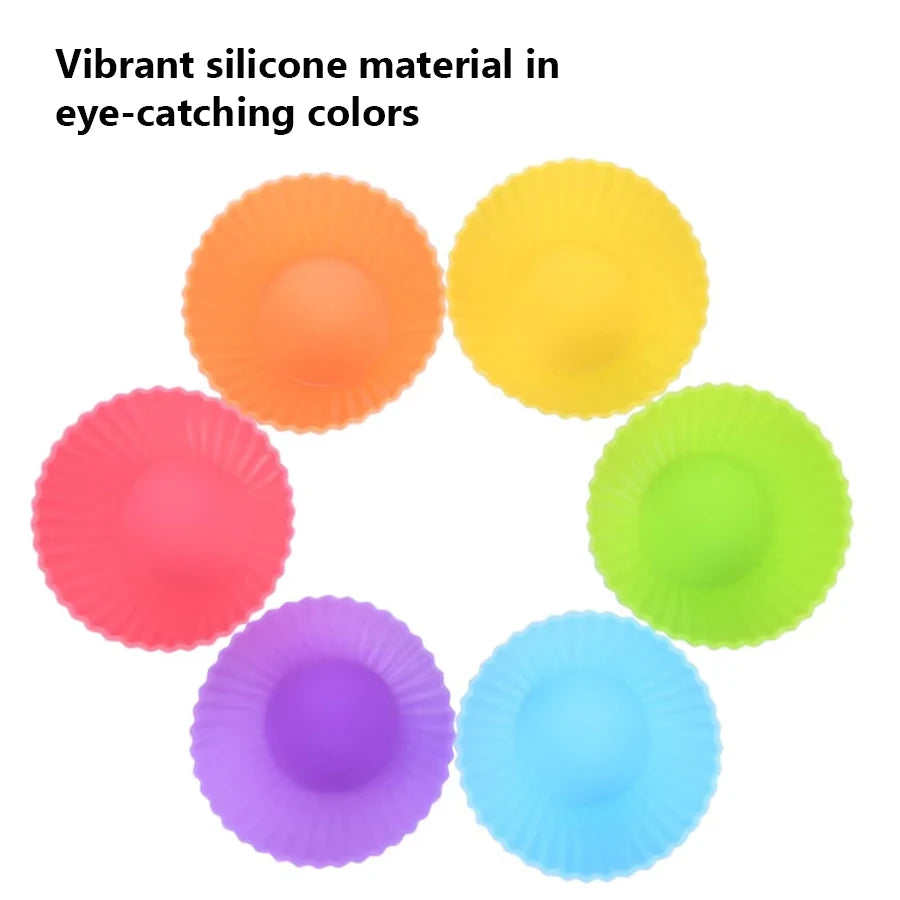 12Pcs Silicone Cupcake Muffin Molds for DIY Baking Tools