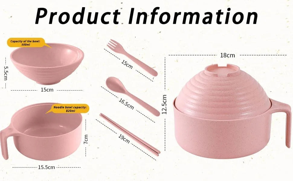 Microwavable Ramen Bowl Set with Lid & Chopsticks