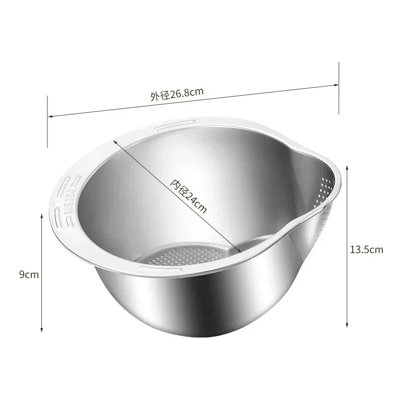 Stainless Steel 304 Rice Washer Strainer Bowl, Kitchen Colander