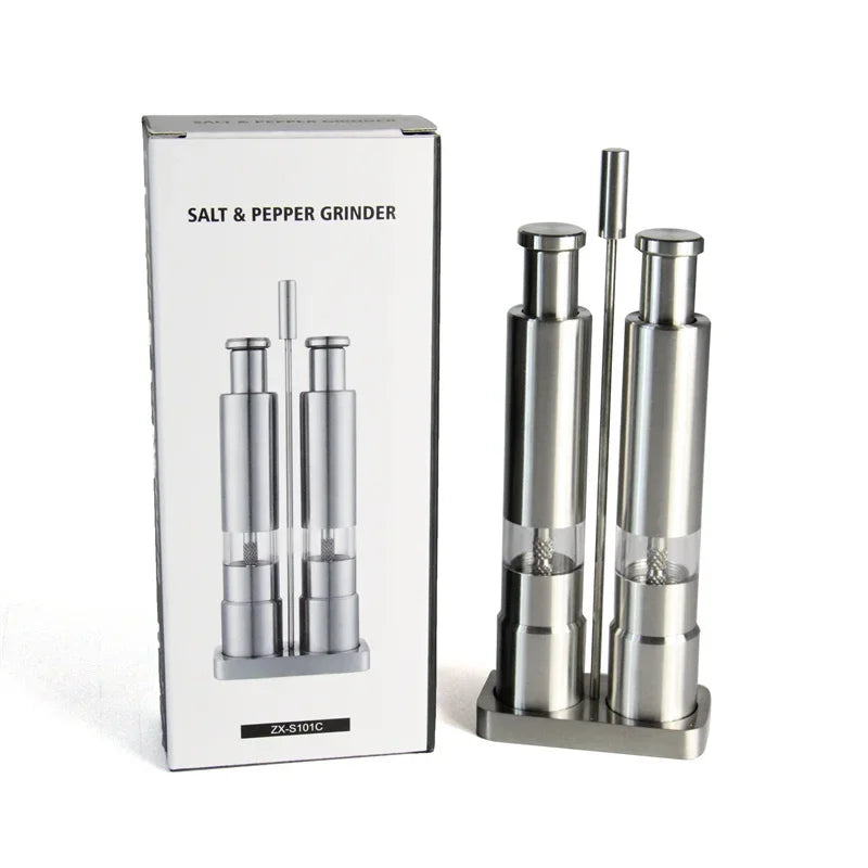 Stainless Steel Salt & Pepper Grinder Set – Adjustable Mills