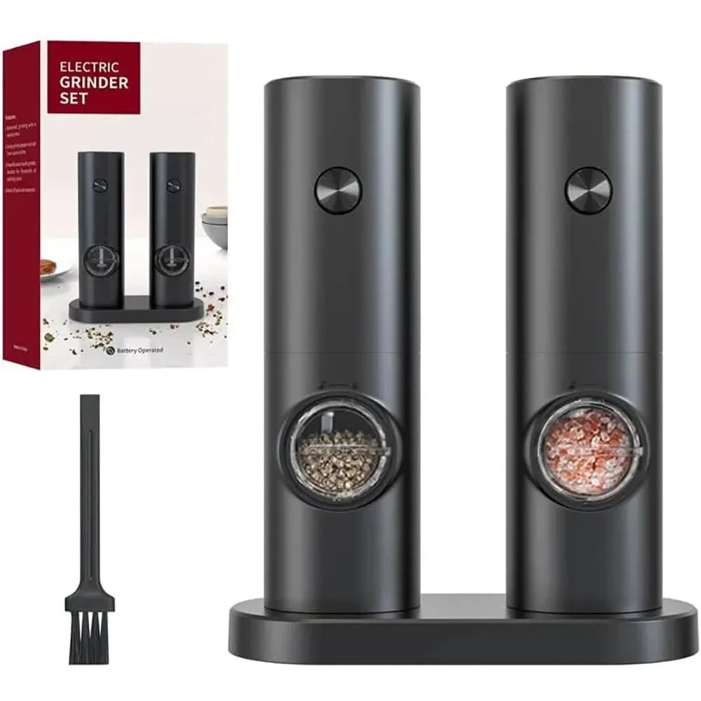 2Pcs Electric Salt & Pepper Grinder – Adjustable, Refillable