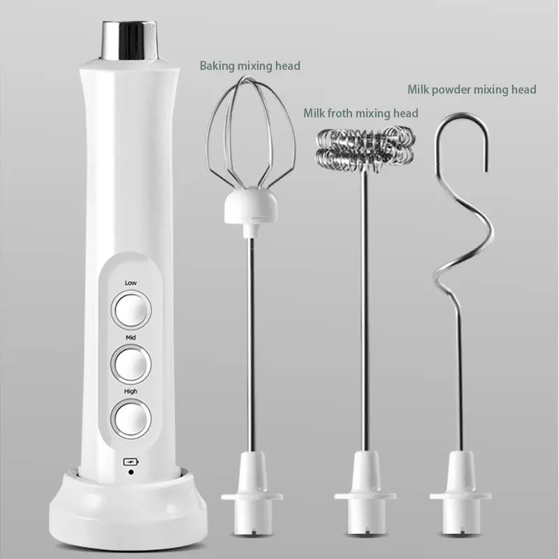 3-in-1 Rechargeable Electric Milk Frother, High-Speed Foam Maker
