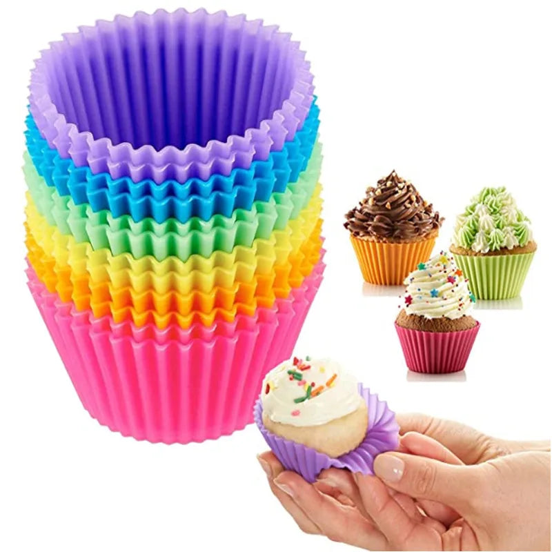 12Pcs Silicone Cupcake Muffin Molds for DIY Baking Tools