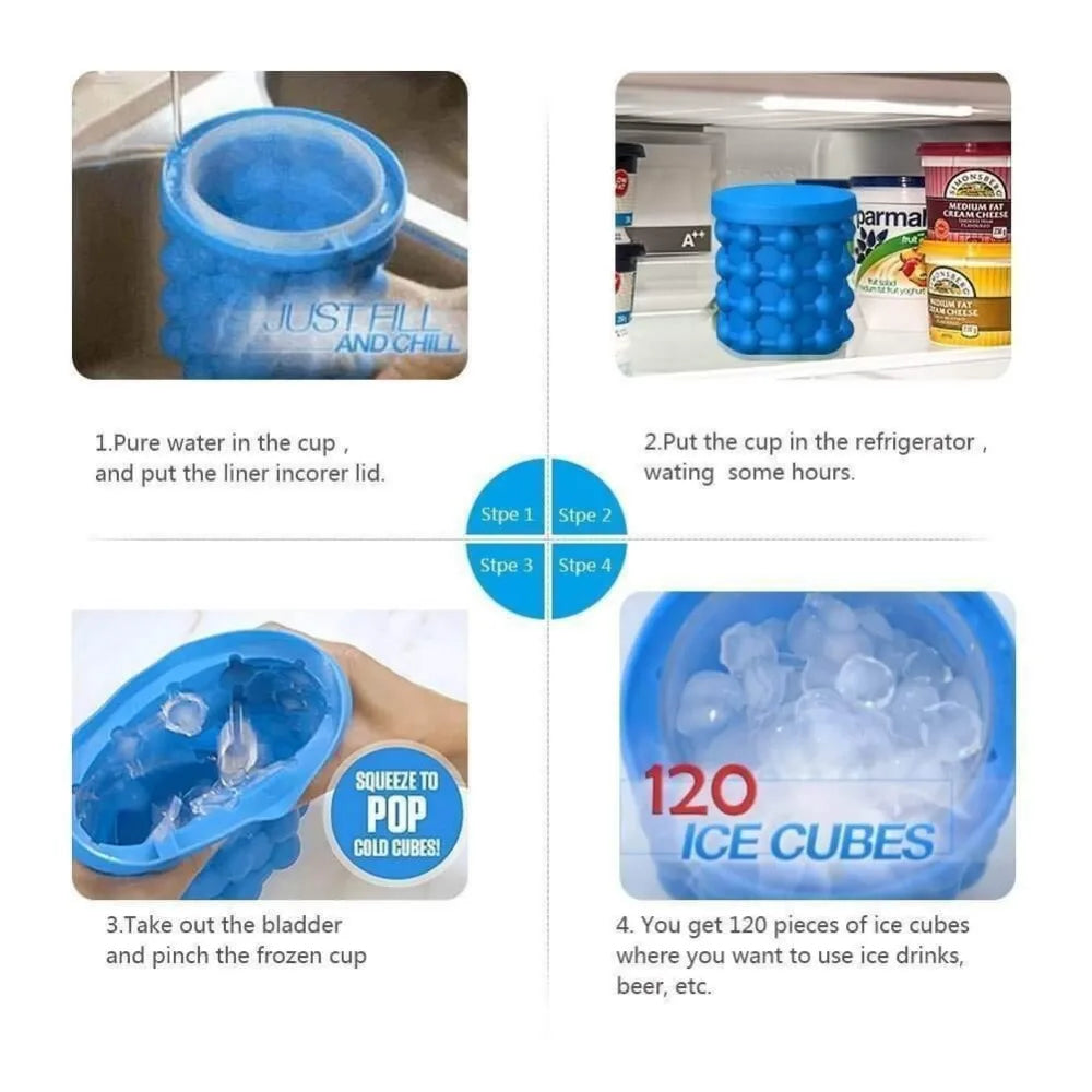 2-in-1 Large Silicone Ice Bucket Mold with Lid