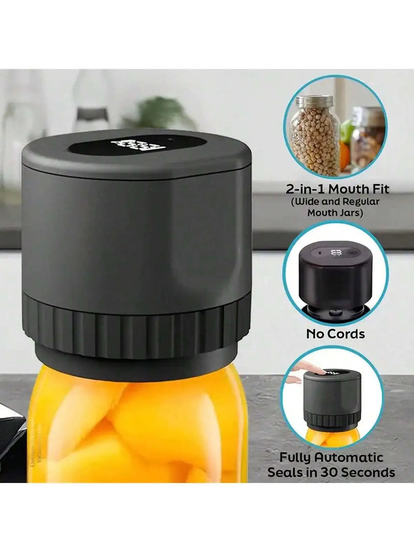 Mason Jar Vacuum Sealer, USB Charging, 10 Sealing Lids