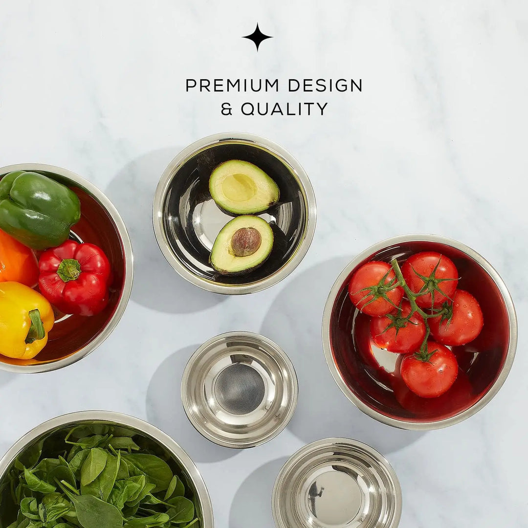 Stainless Steel Mixing Bowl Set of 6 – Nesting, Baking, Cooking