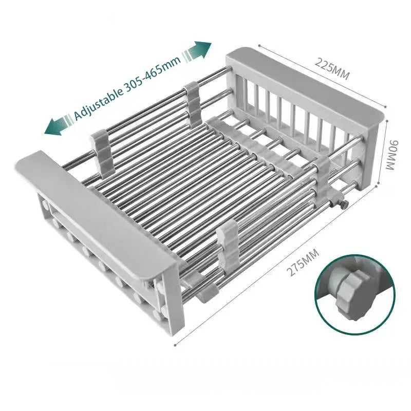 Folding Stainless Steel Sink Rack for Dishes & Draining
