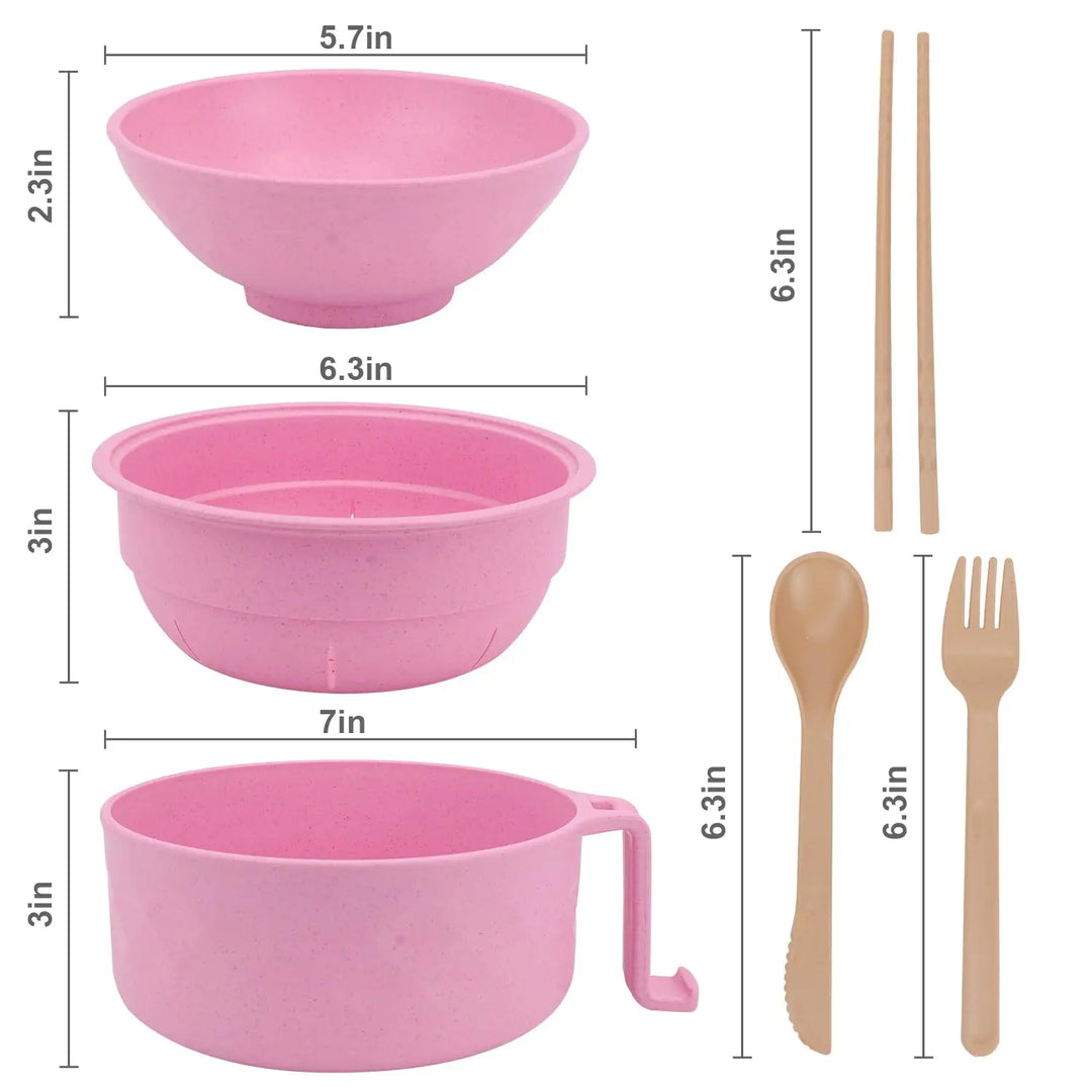Microwave Ramen Bowl Set w/ Chopsticks & Spoon