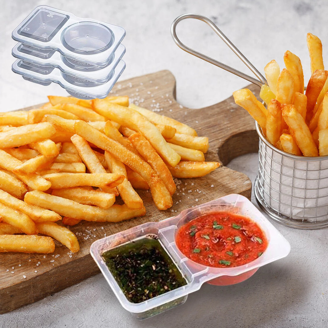 Dual-Compartment Reusable Snack & Sauce Box – Portable & Fresh