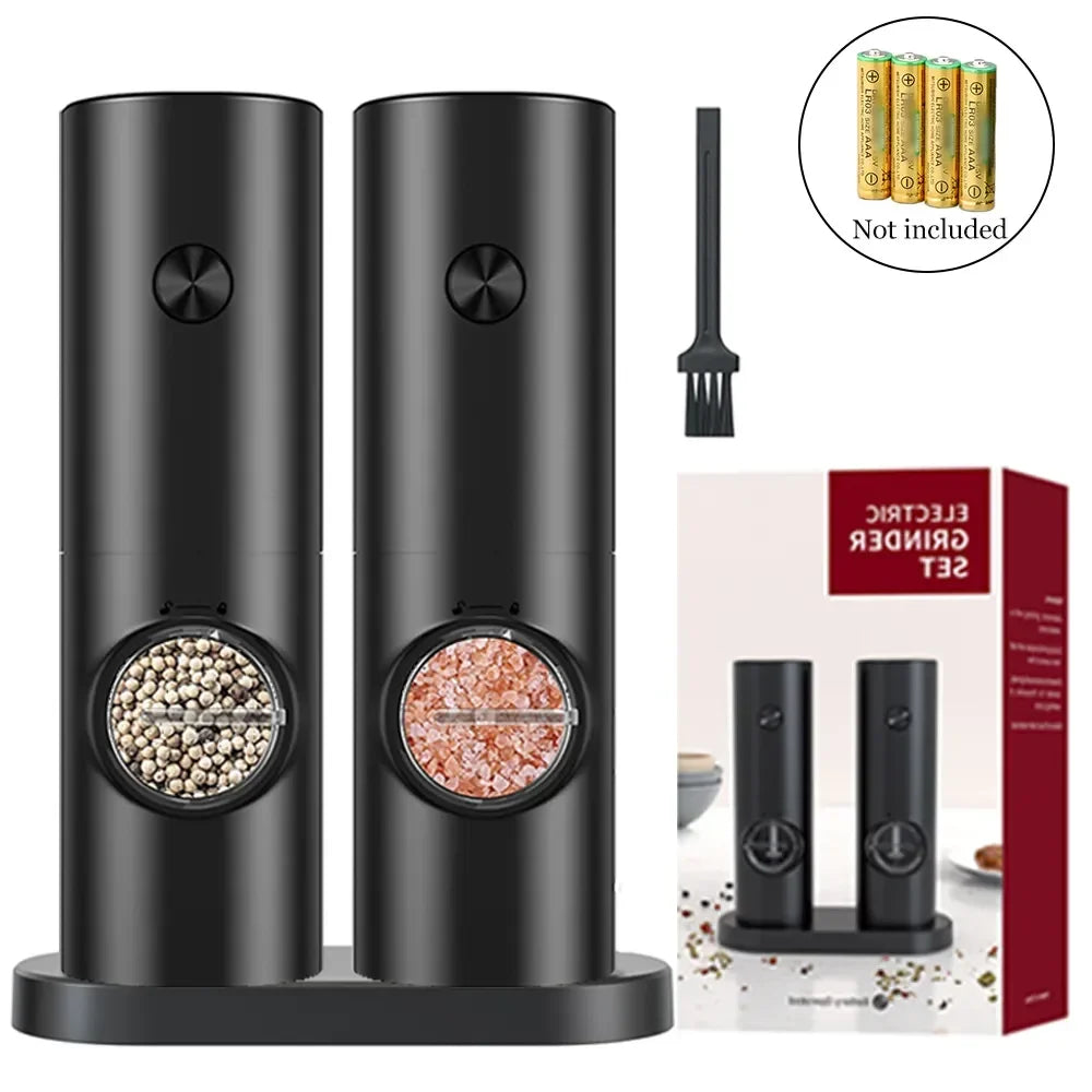 2Pcs Electric Salt & Pepper Grinder – Adjustable, Refillable