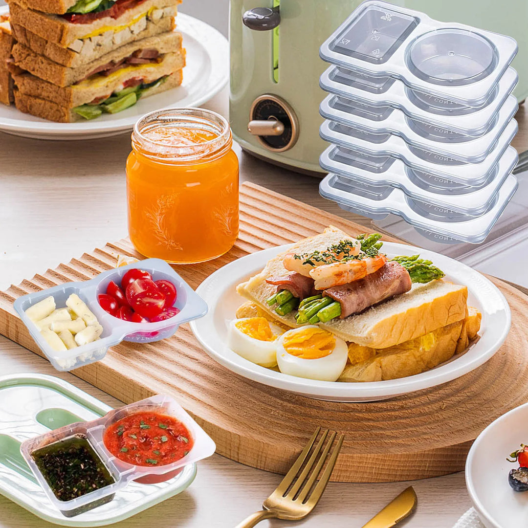 Dual-Compartment Reusable Snack & Sauce Box – Portable & Fresh