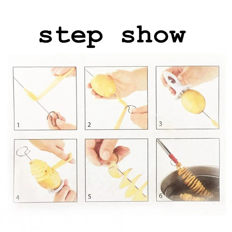 Stainless Steel Rotating Potato Spiral Slicer Kitchen Tool