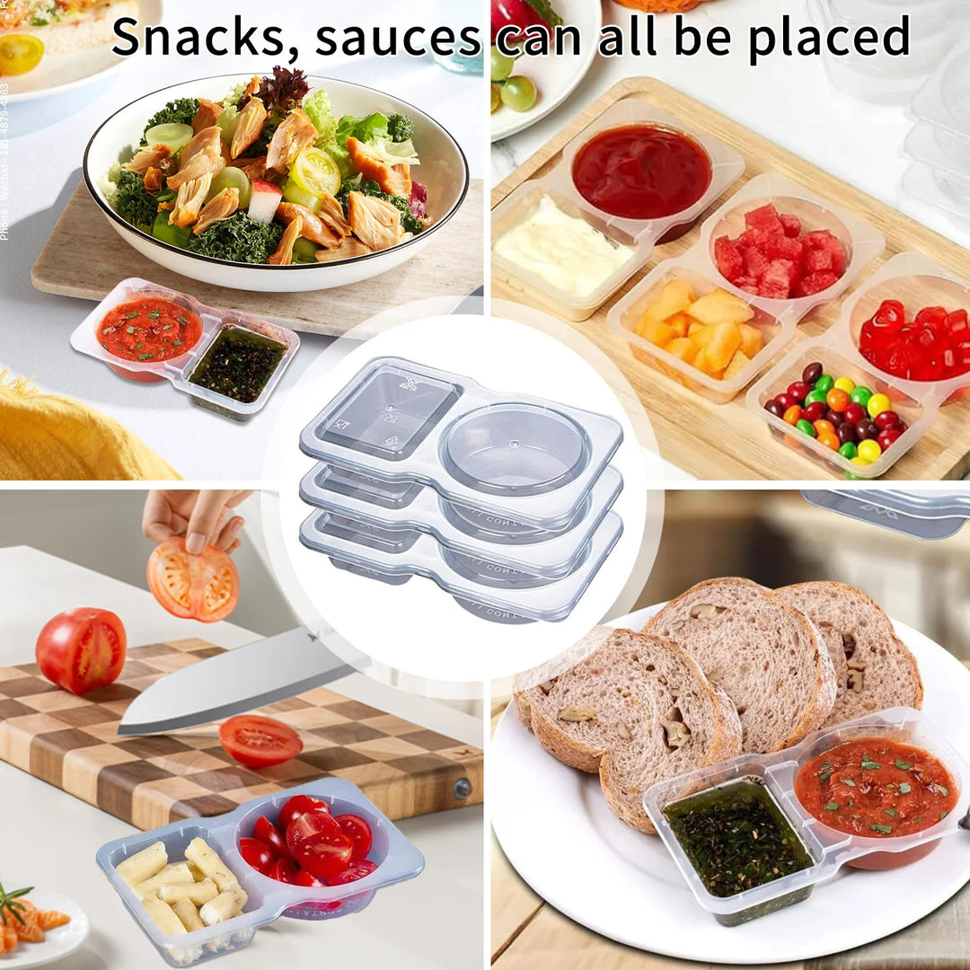 Dual-Compartment Reusable Snack & Sauce Box – Portable & Fresh