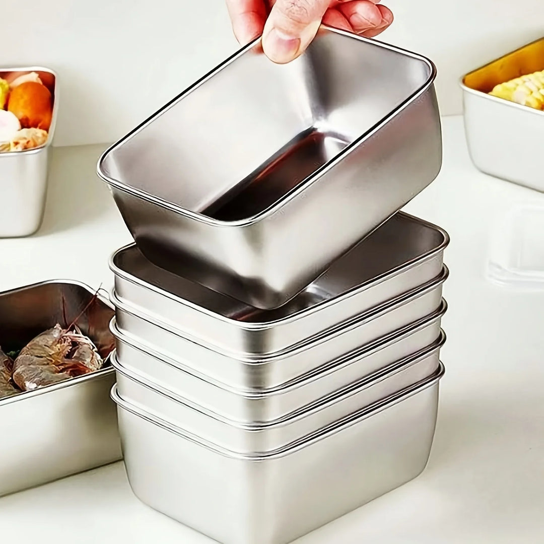 6pc Steel Food Containers w/ Lids – Leakproof, Stackable, Reusable
