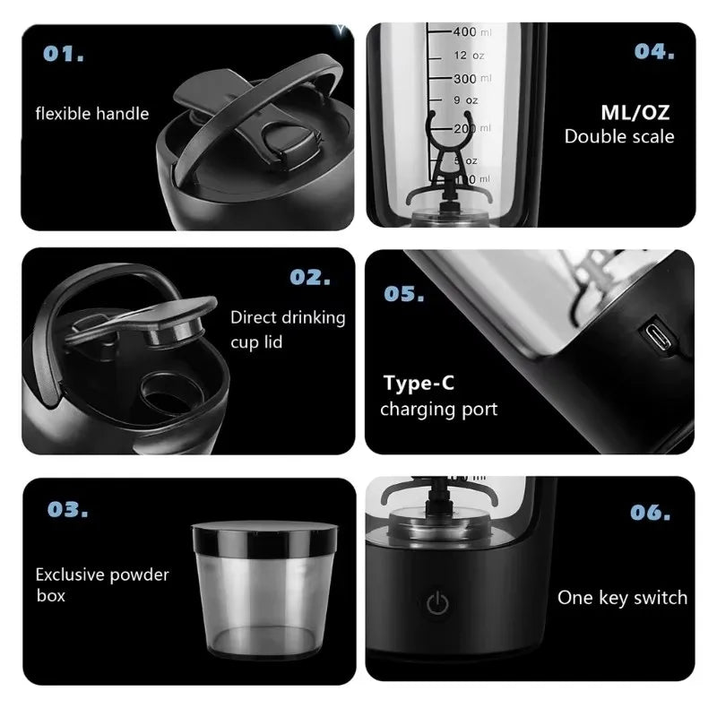 650ML Portable Rechargeable Shaker Cup – Auto Mix