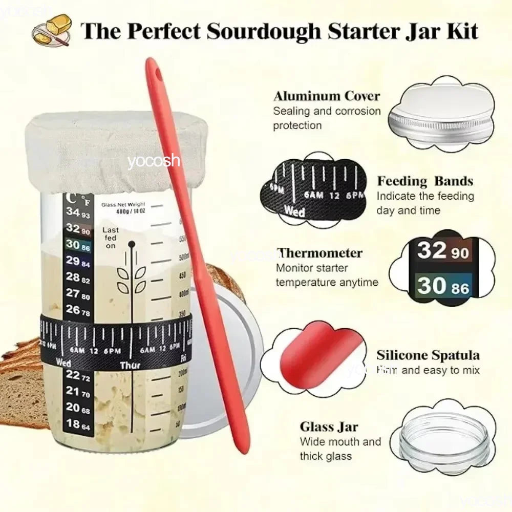 1Set Pro Baking Kit: Jar, Mat, Knife, Gloves & Tools
