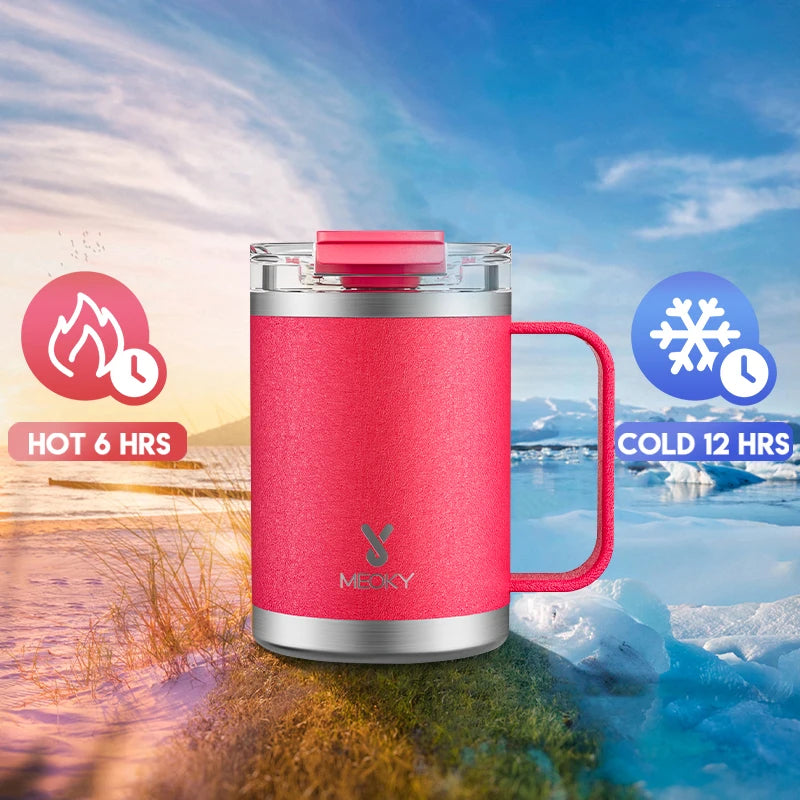 14oz Stainless Steel Office Tumbler with Handle, Leak-Proof