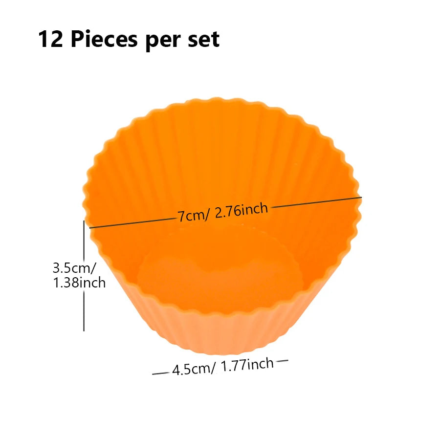 12Pcs Silicone Cupcake Muffin Molds for DIY Baking Tools