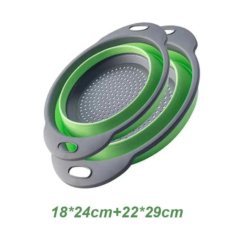 2Pcs Silicone Folding Strainer Basket