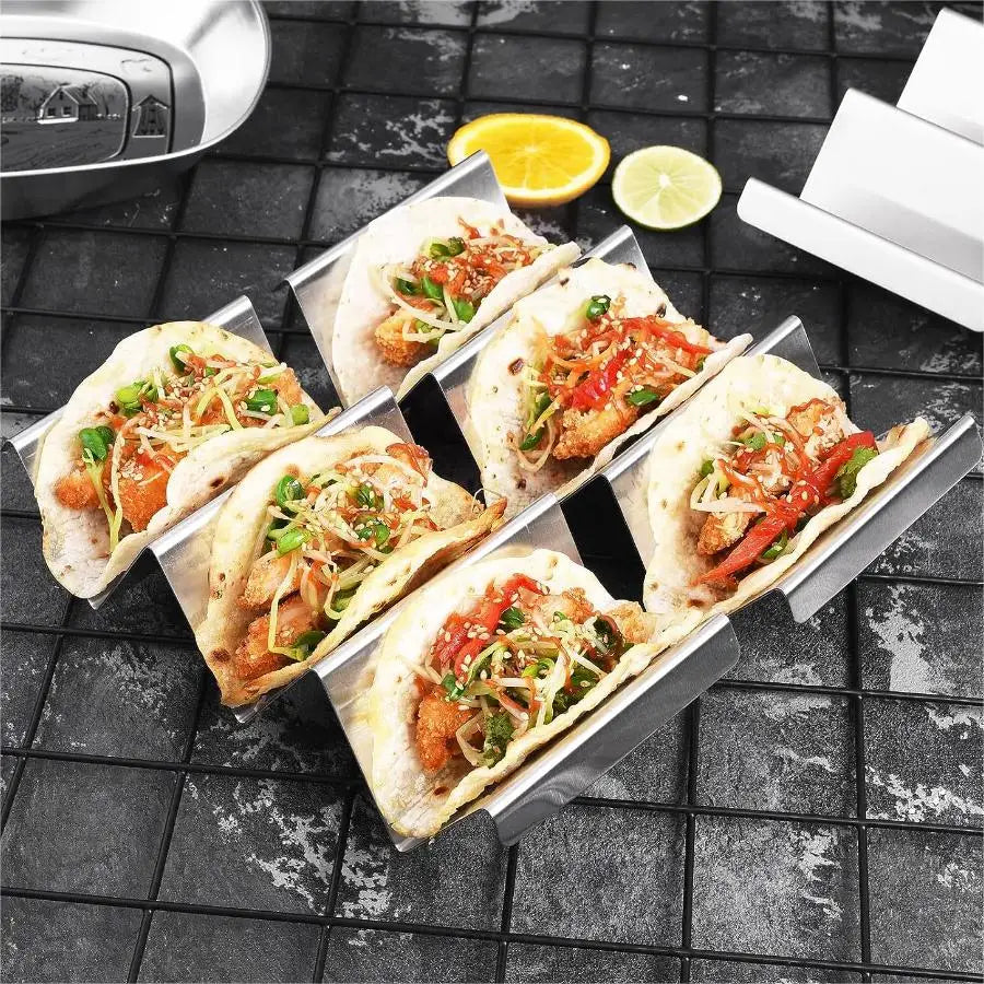 4-Pack Stainless Steel Taco Holders – Oven & Grill Safe