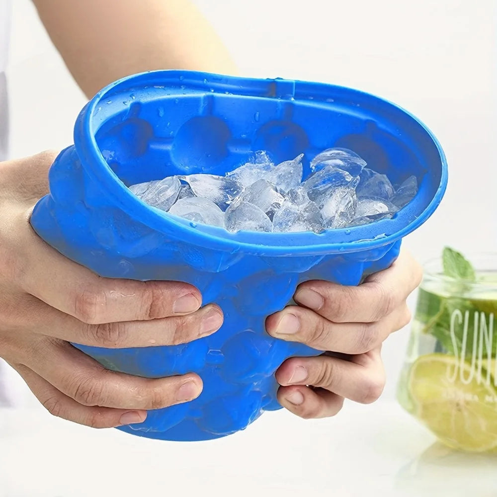 2-in-1 Large Silicone Ice Bucket Mold with Lid