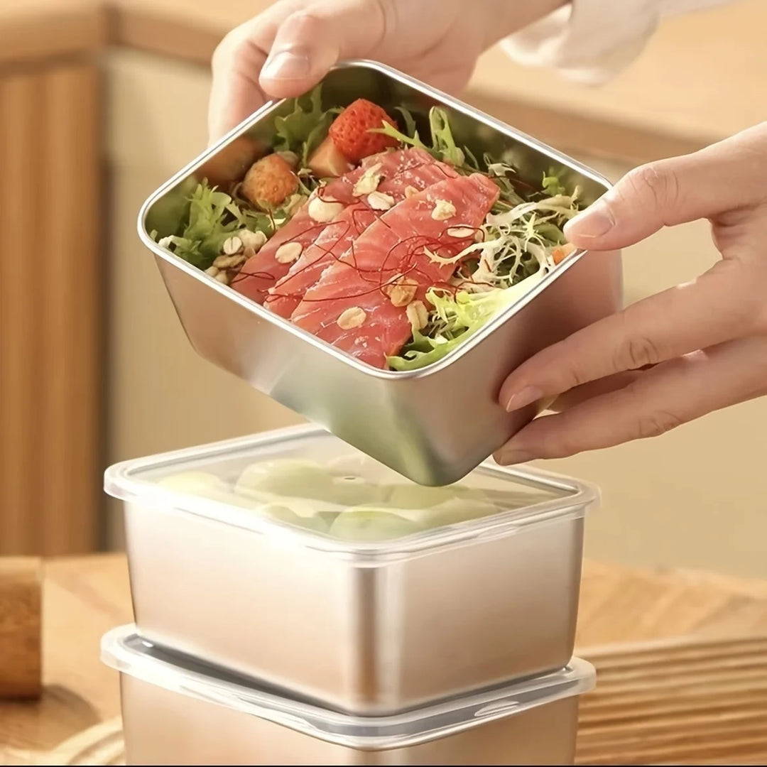 6pc Steel Food Containers w/ Lids – Leakproof, Stackable, Reusable