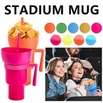 Load image into Gallery viewer, Snackies Stadium Tumbler – 2-in-1 Popcorn &amp; Drink Cup w/ Straw
