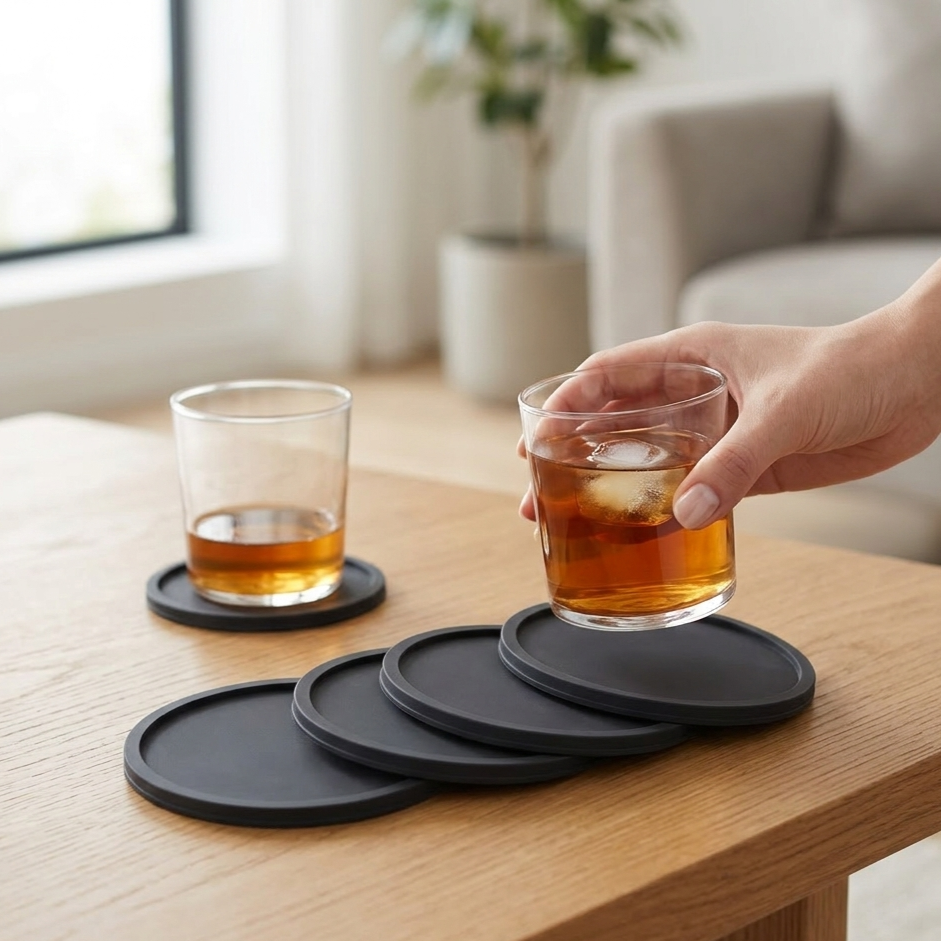 Silicone Drink Coasters – Non-Slip Heat & Stain Resistant Set