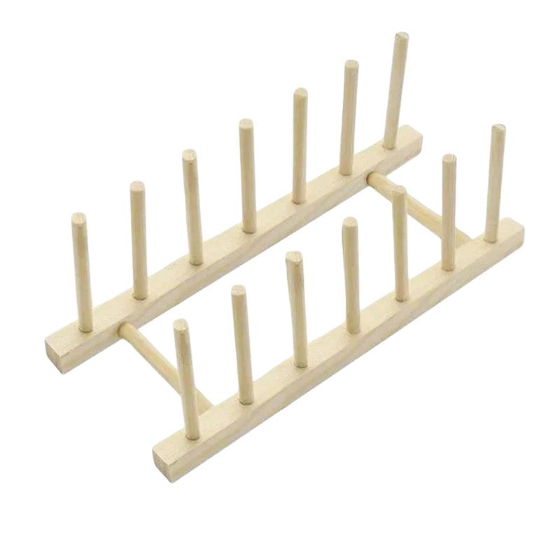Wooden Kitchen Drying Rack – Space-Saving Plate & Lid Stand
