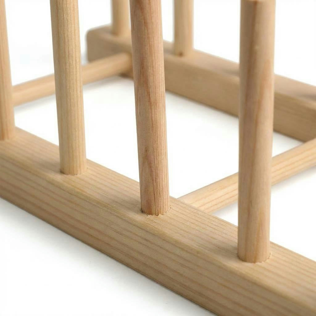 Wooden Kitchen Drying Rack – Space-Saving Plate & Lid Stand