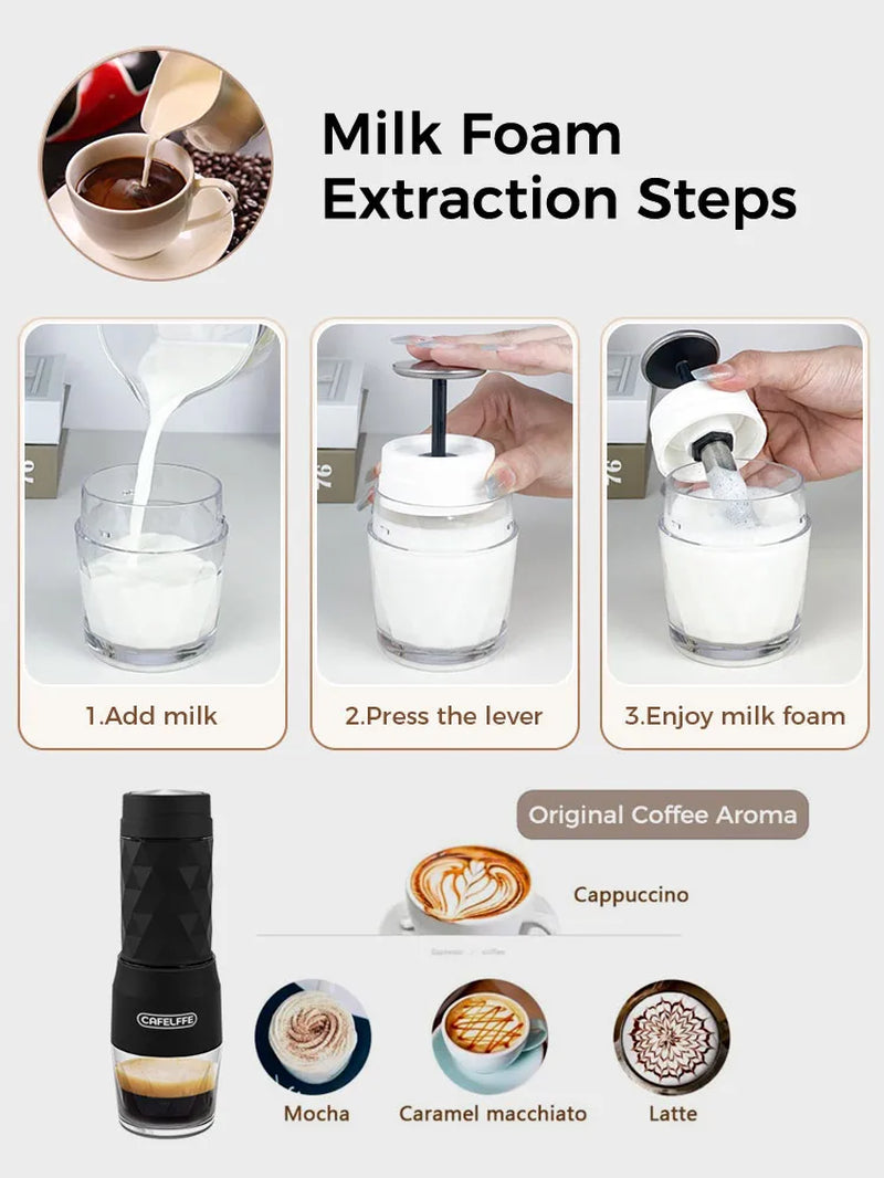 3-in-1 Portable Coffee Maker, Hot/Cold, Manual Espresso Brewer