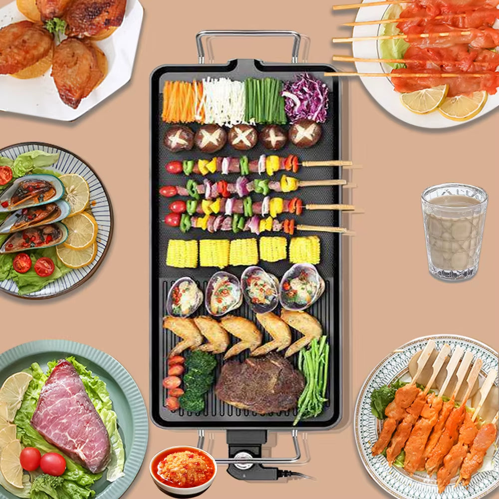 Electric Grill Pan Korean Barbecue Adjustable Temp
