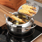 Load image into Gallery viewer, Stainless Steel Oil Pan with Thermometer &amp; Cover for Frying

