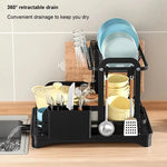 Load image into Gallery viewer, 2-Tier Dish Drying Rack with Drain Basket &amp; Countertop Organizer

