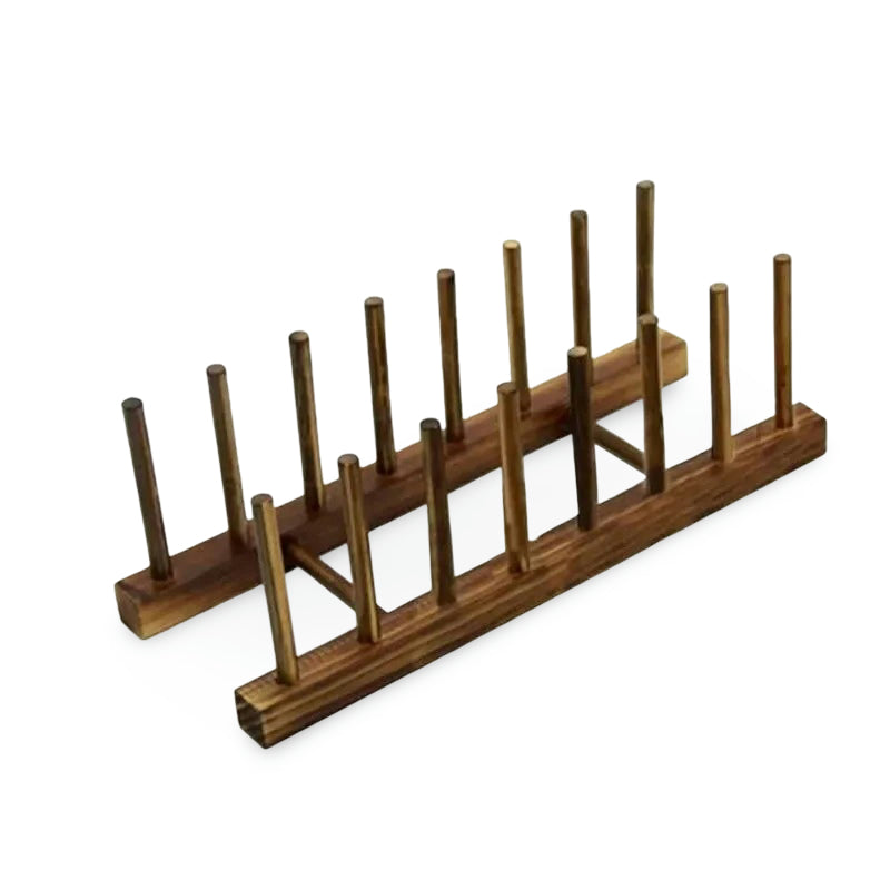 Wooden Kitchen Drying Rack – Space-Saving Plate & Lid Stand
