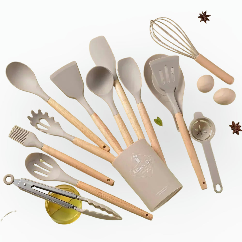 12-Piece Silicone Cooking Utensil Set – Heat-Safe Tools with Holder