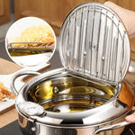 Load image into Gallery viewer, Stainless Steel Oil Pan with Thermometer &amp; Cover for Frying
