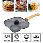 Load image into Gallery viewer, Non-Stick 4-Cup Egg Frying Pan with Lid, Spatula &amp; Brush
