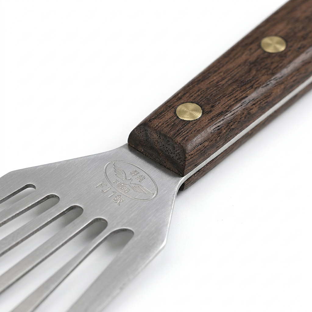 Stainless Steel Spatula – Gentle Flip & Wooden Handle
