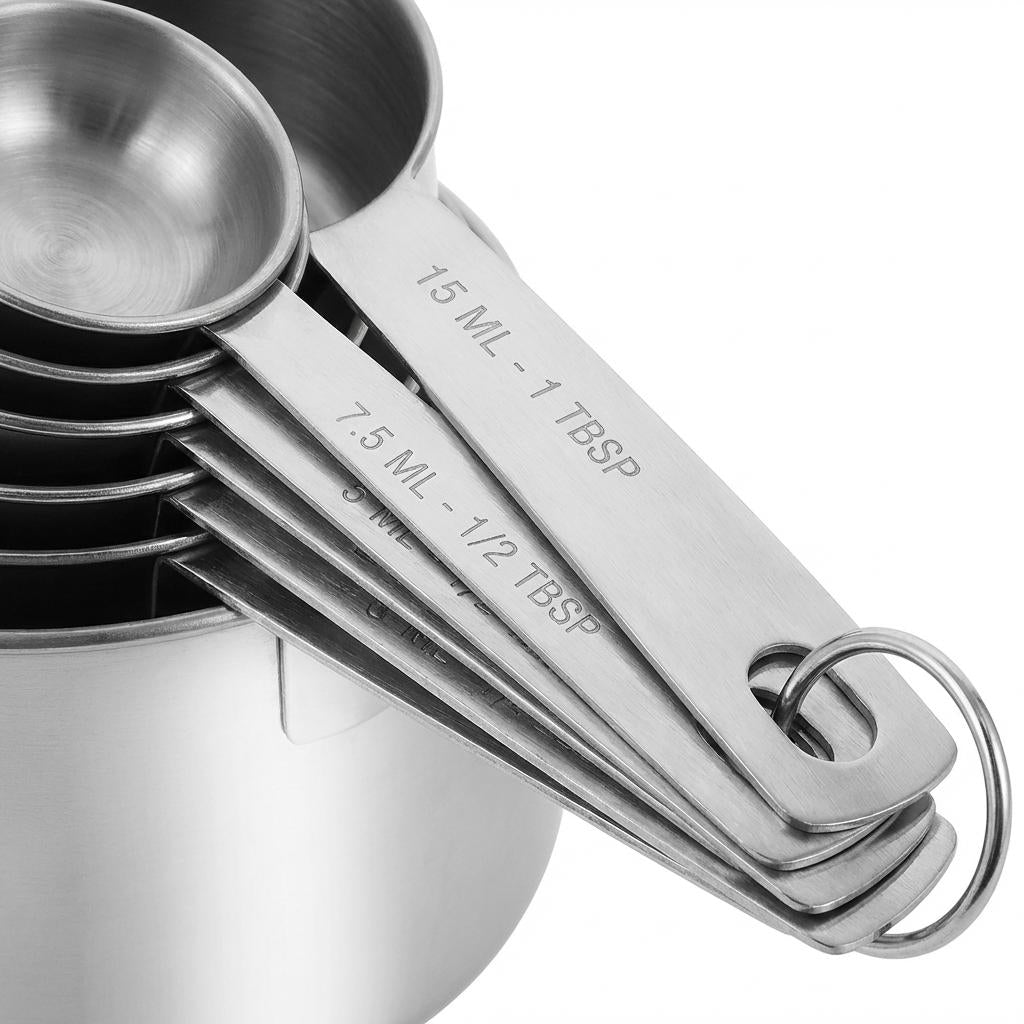 Stainless Steel Measuring Cups & Spoons Set – 13-Piece Stackable