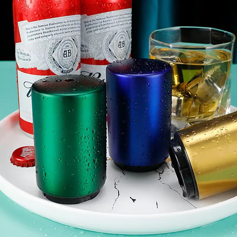 Stainless Steel Automatic Beer Opener Magnet Party Push Opener Wine Soda Cap Opener Bar Tools Kitchen Gadgets